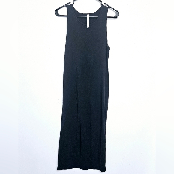 Babaton Aritzia Maxi sz Small Black Stretchy Side Slit 100% Knit Fabric Dress - Picture 2 of 8